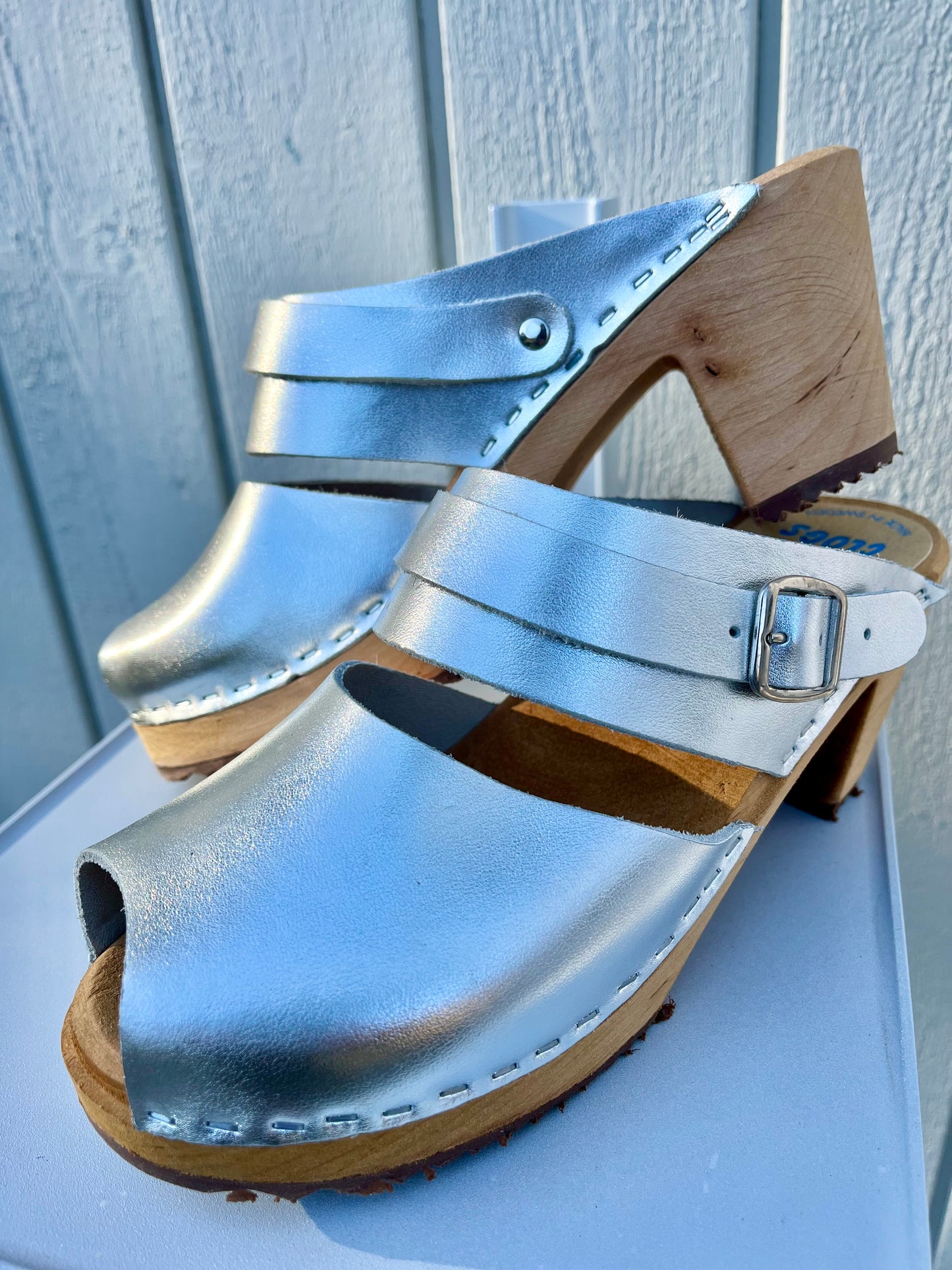 Silver Sandal Clogs