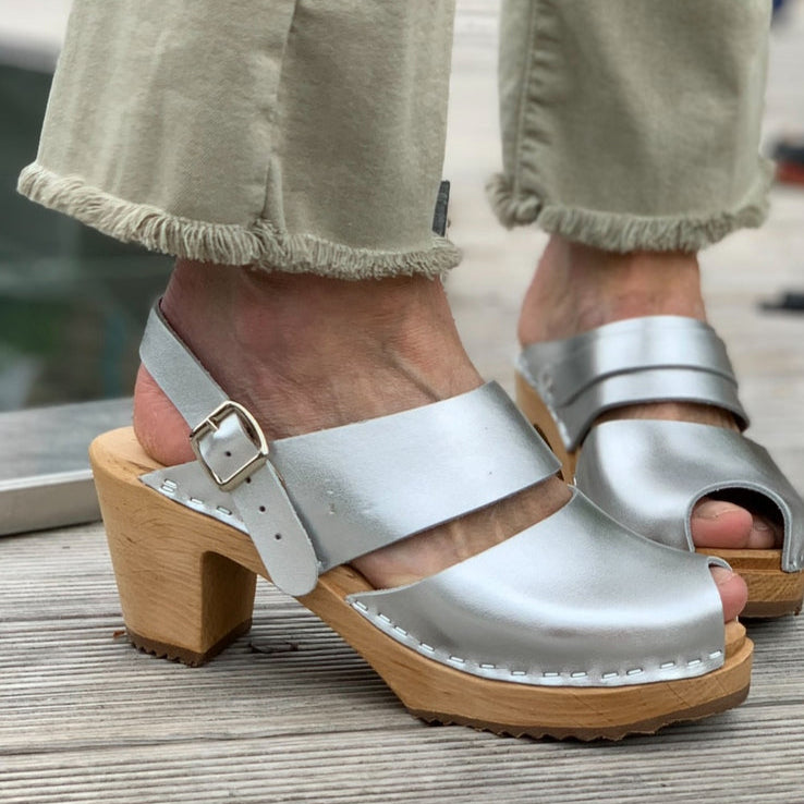Silver Sandal Clogs