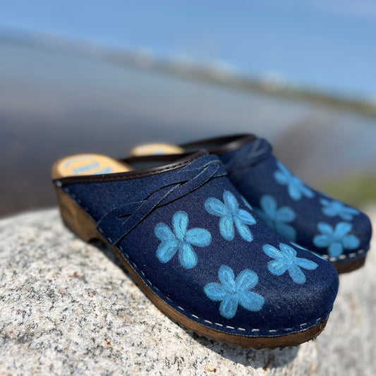 Blue Denim Flower Clogs