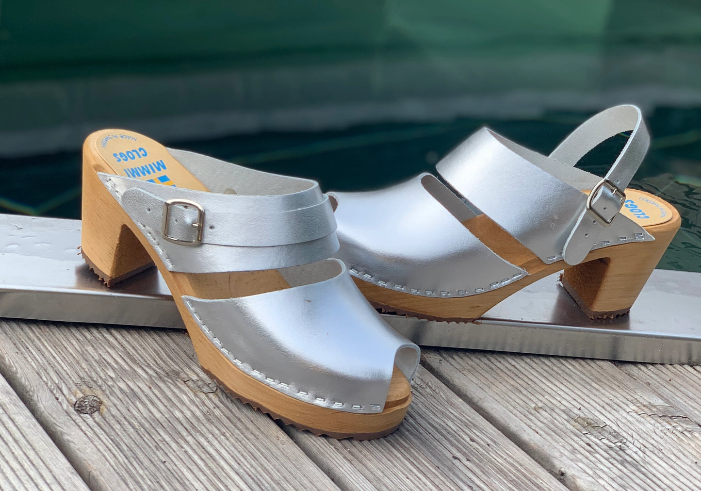 Silver Sandal Clogs