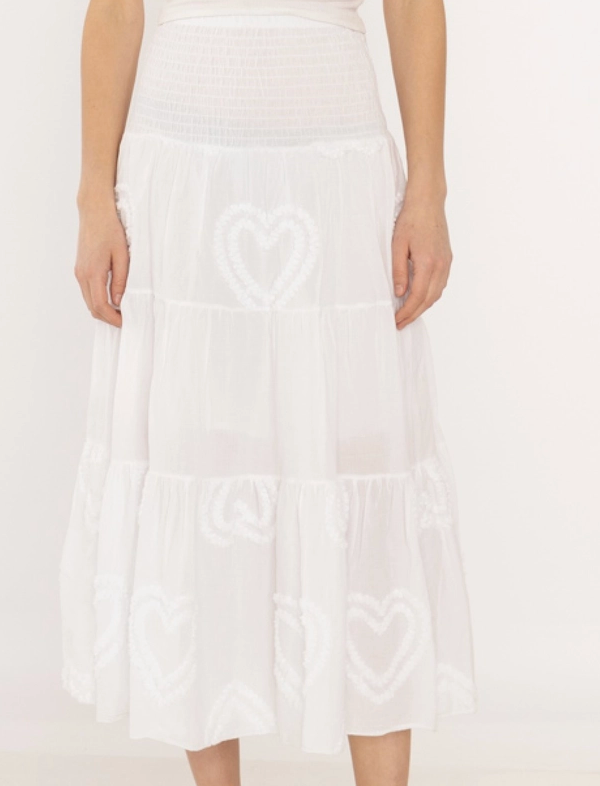 Smocked Midi Skirt with Heart