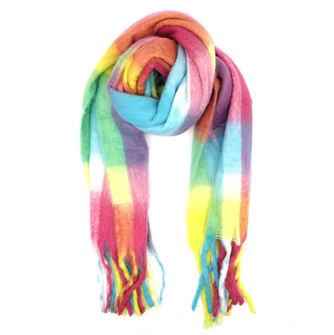 Pink Checked Fringe Scarf