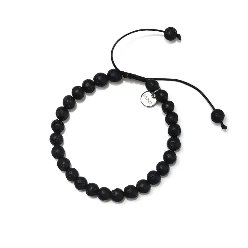 Wax Cord Bracelet Made of Lava Beads