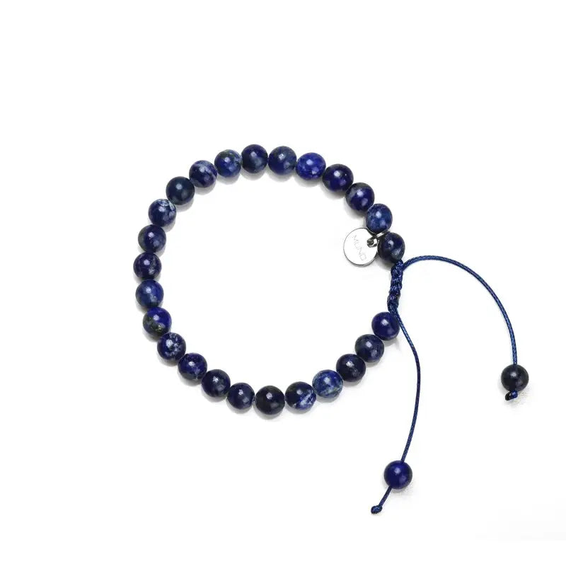Wax Cord Bracelet Made of Lapis Lazuli Beads