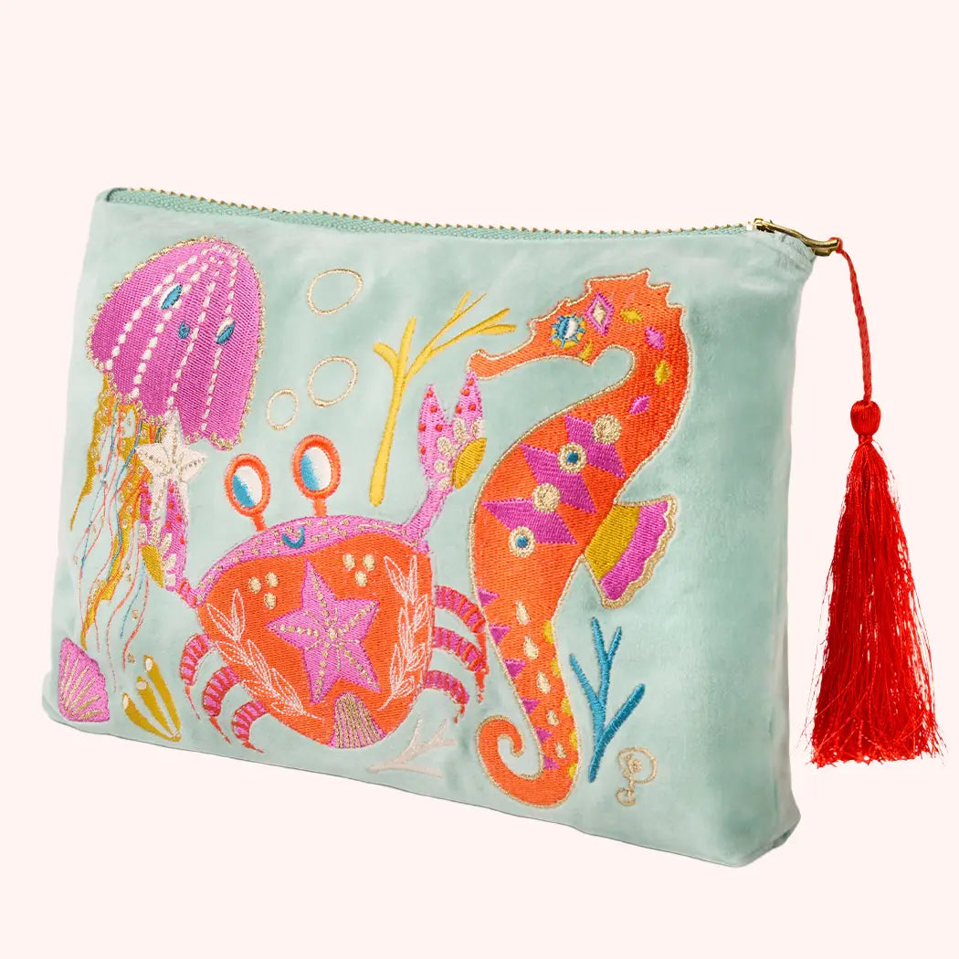 Seashore Friends - Velvet Zip Pouch