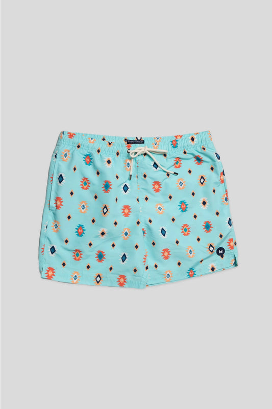 Turquoise Ethnic Children's Swim Shorts