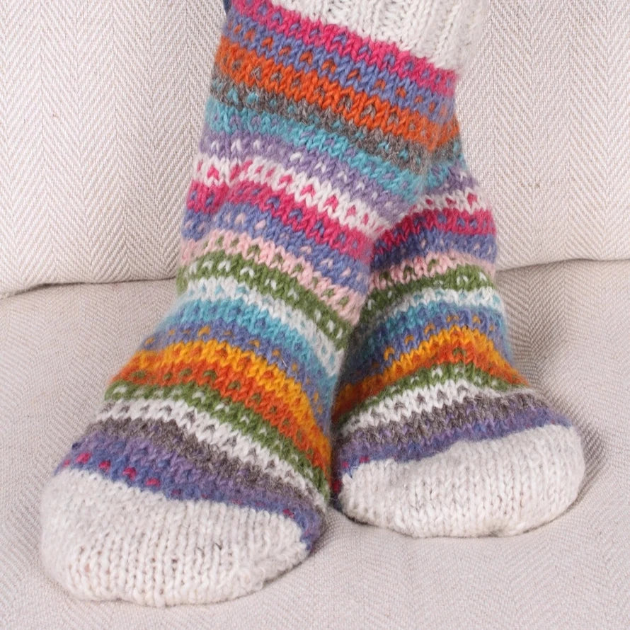 Colourful Dotty Stripe Cosy Socks