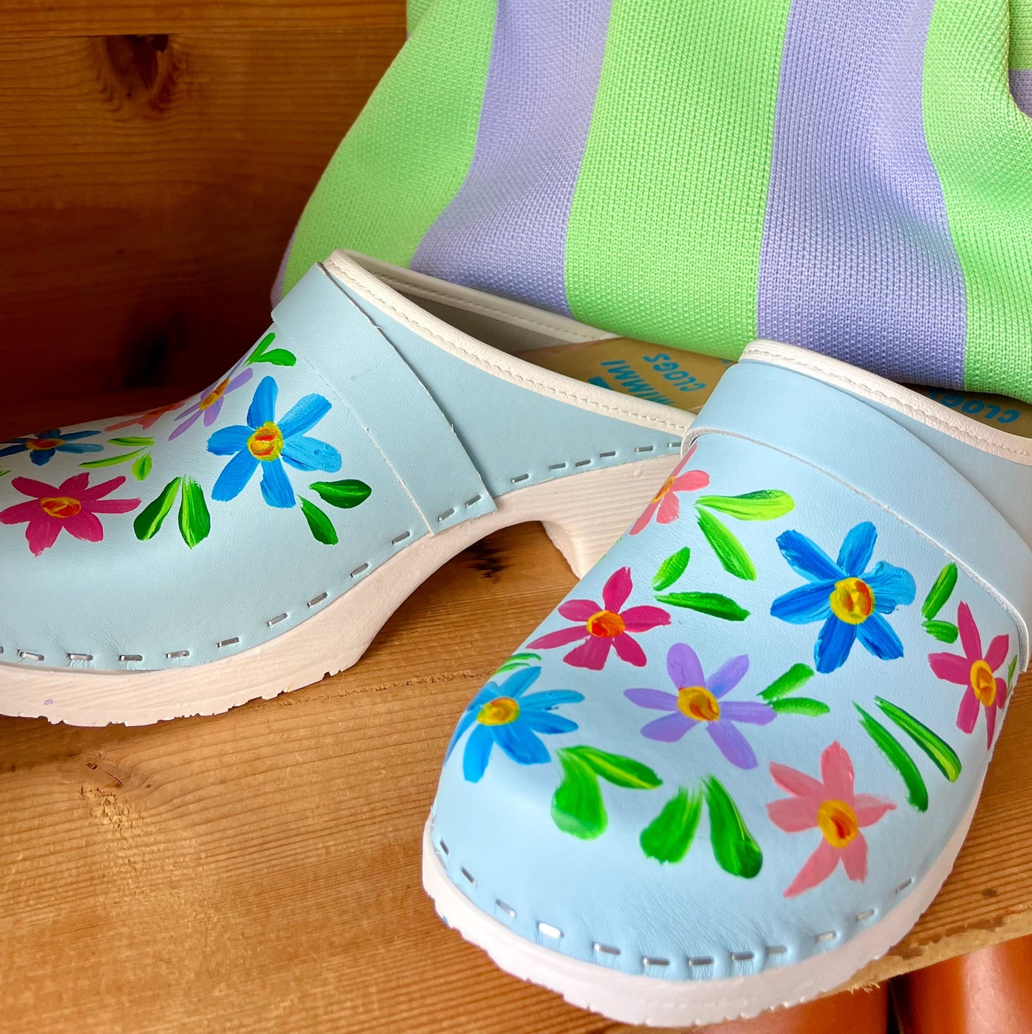Blue Wildflower Soft Clogs