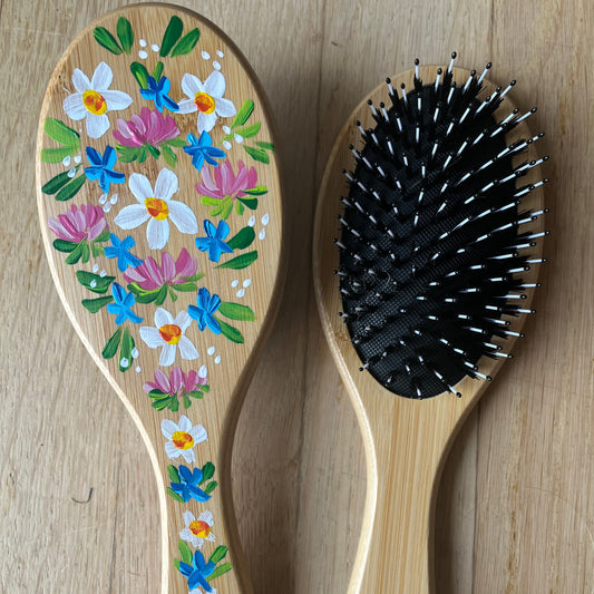 Alpine Flowers Handpainted Hair Brush