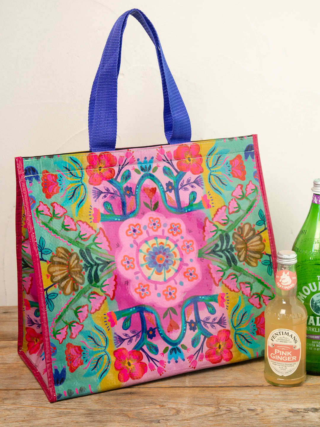 Insulated Cooler Tote Neon Pink Floral