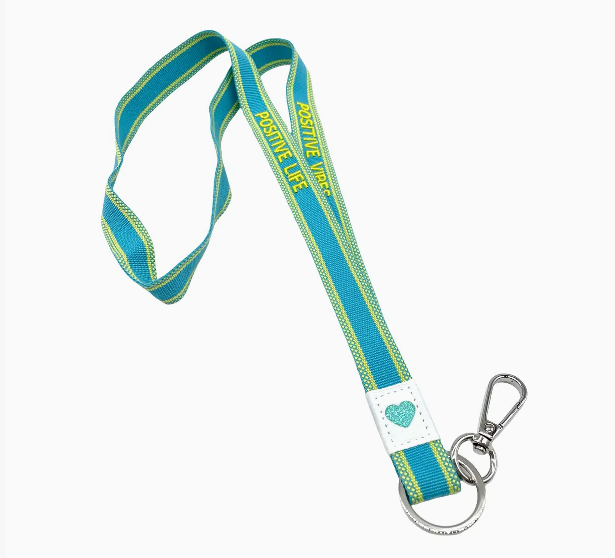 Positive Vibes Keychain Lanyard Blue