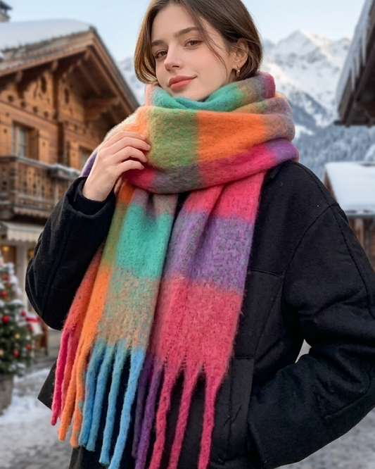 Multicolour Checked Fringe Scarf
