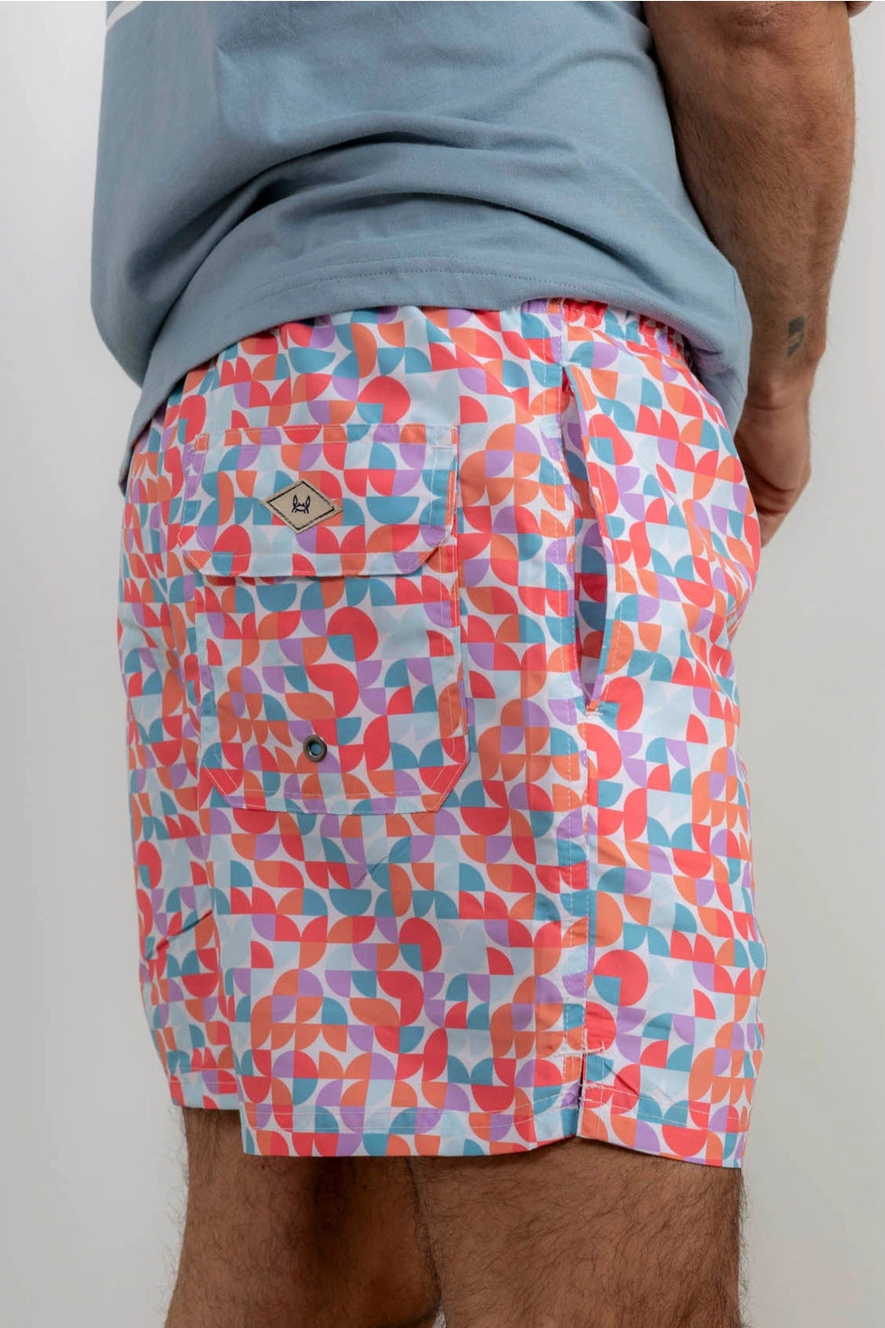 Coral Geometric Swim shorts