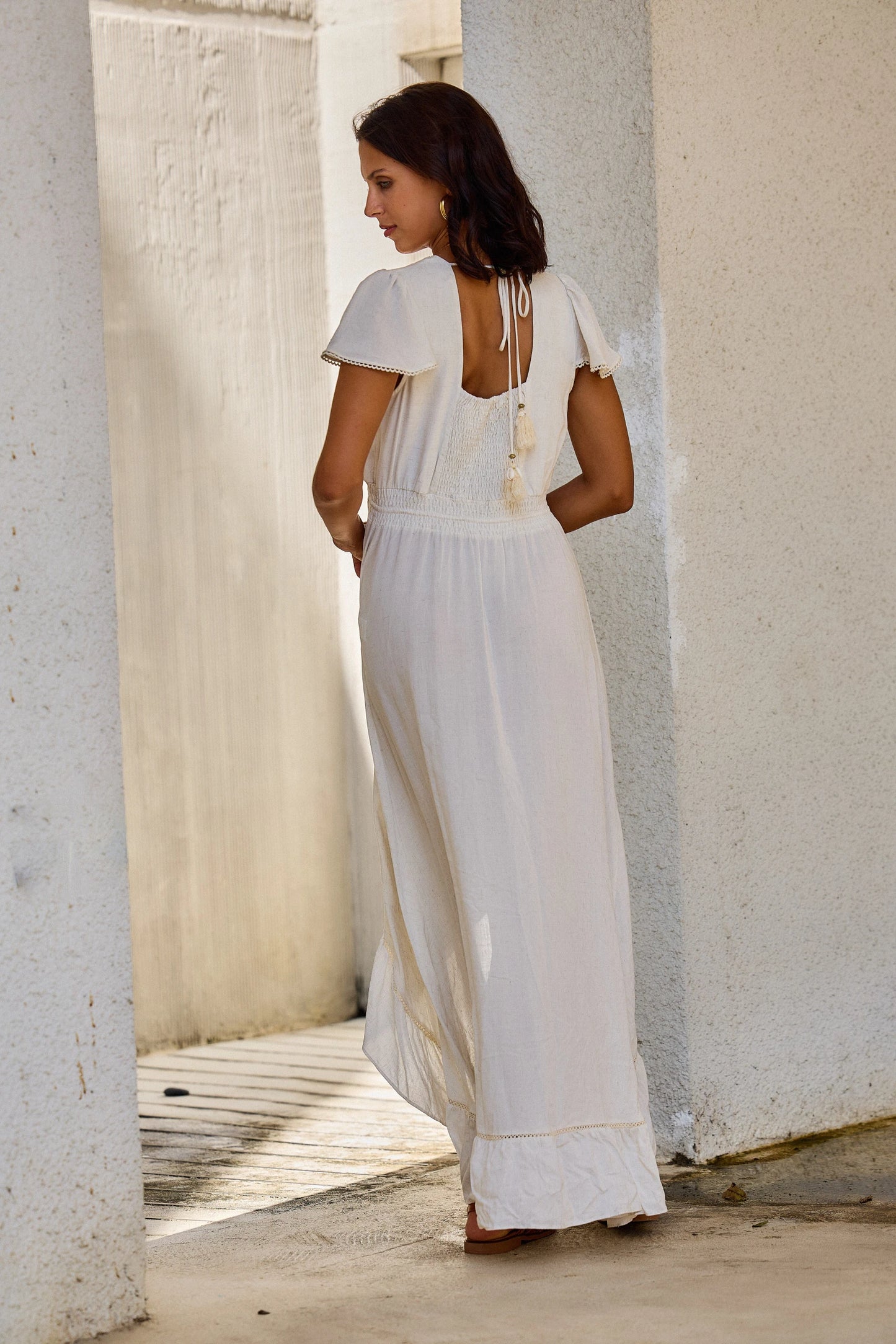 Mimmi Long Dress with Floral Embroidery