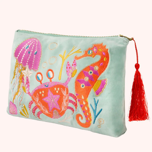 Seashore Friends - Velvet Zip Pouch