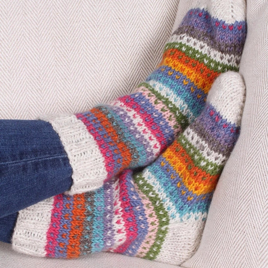 Colourful Dotty Stripe Cosy Socks